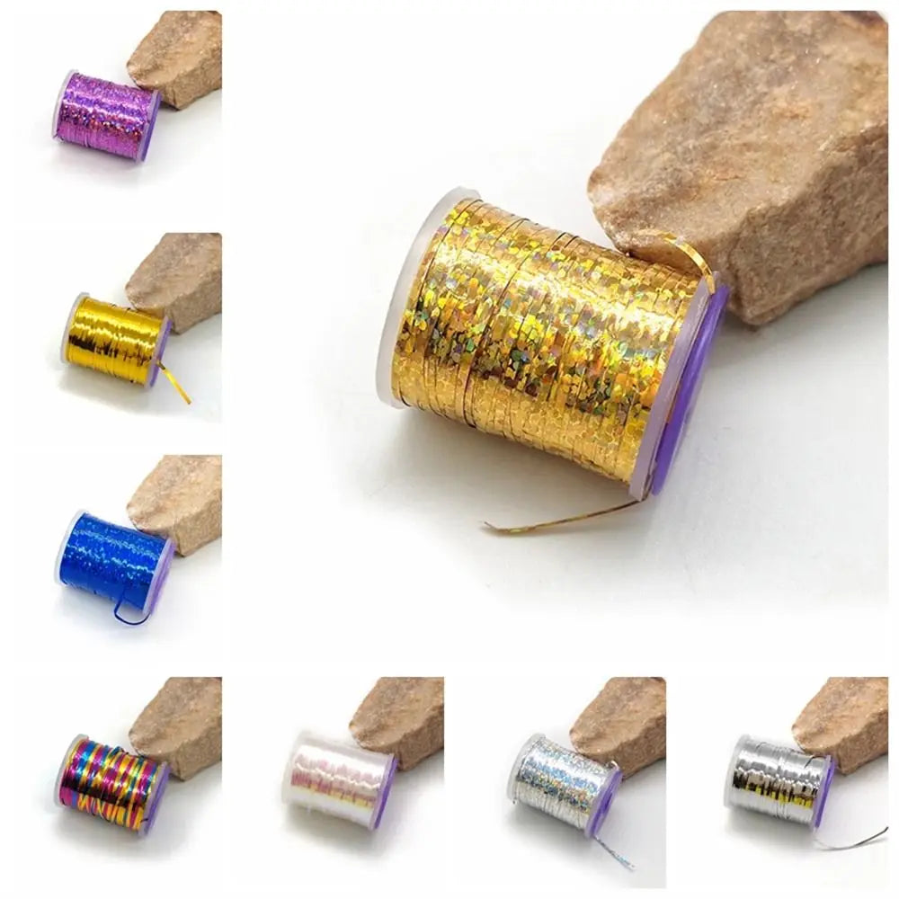 Holographic Flat Tinsel 1mm 120 Yard Fly Tying Flash Material Fly Tying Tinsel Axl