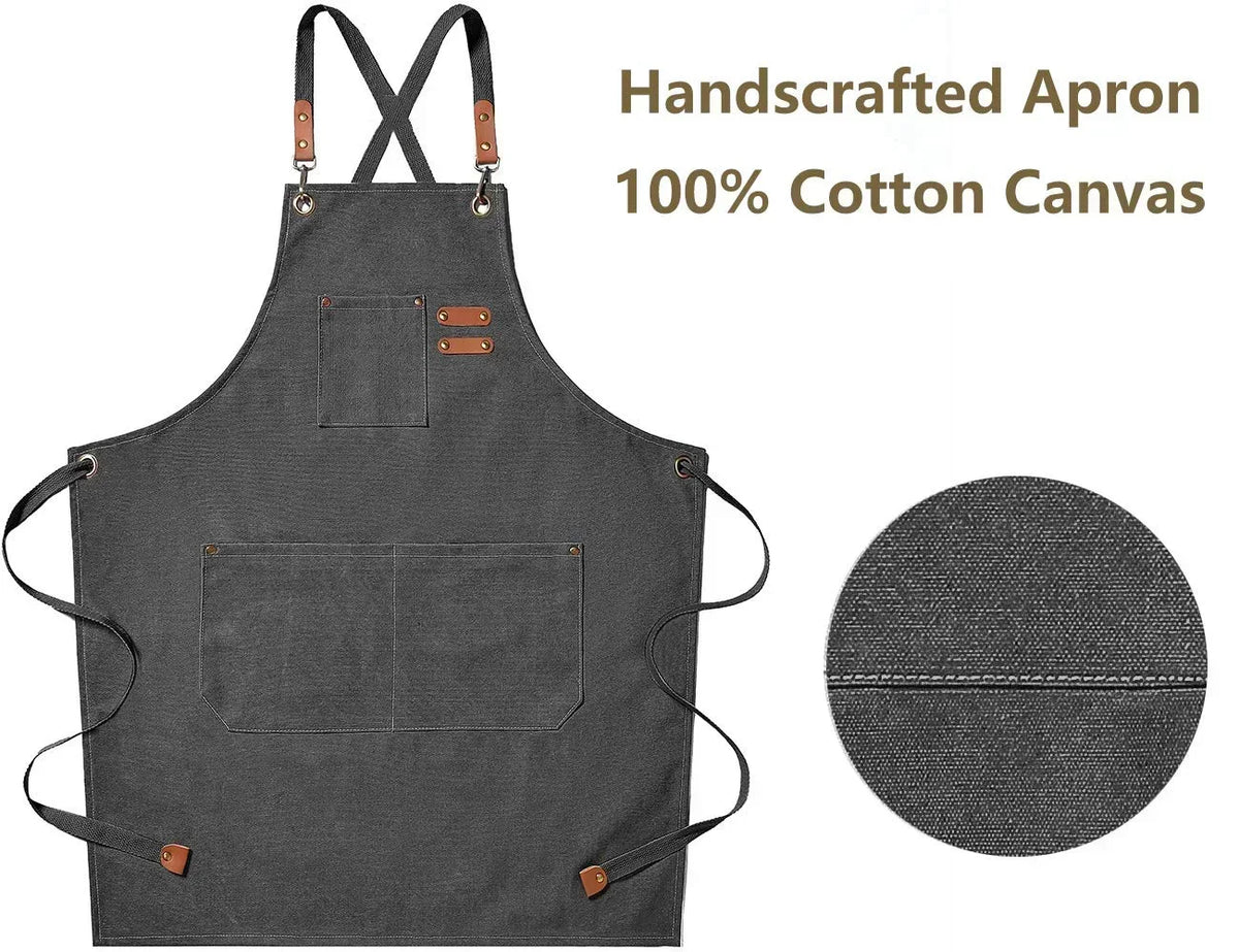 Canvas Chef Apron Cross-Back Straps – BBQ, Kitchen & Salon Canvas Chef Apron Axl