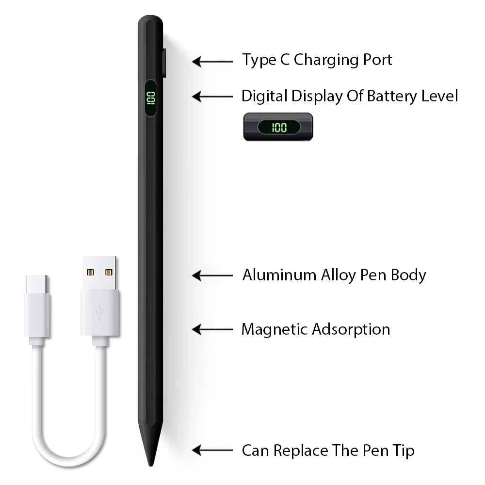 Stylus Pen for iPad Pro Air Mini – Tilt, Palm Rejection & Fast Charge iPad Stylus Pen Axl For iPad Black