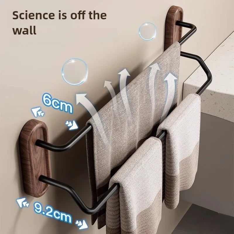 Walnut Double Towel Bar Nordic Wall Rack – 30–60 cm Wall Towel Rack Axl