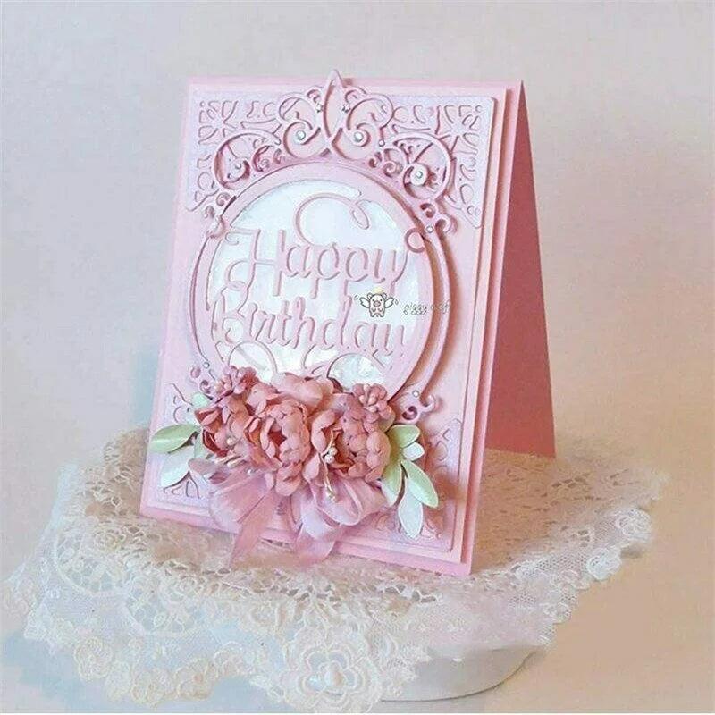 Birthday Border Metal Cutting Dies – Oval Lace Scrapbook Stencil Metal Cutting Dies Axl