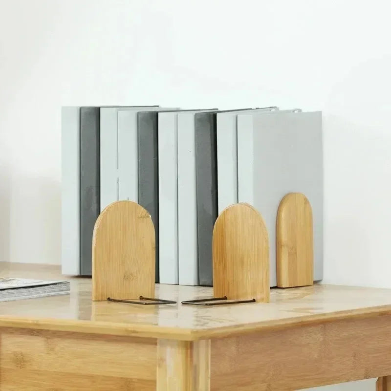 Wood Desktop Bookend Holder – Simple Style Desk Organizer Wood Bookend Axl