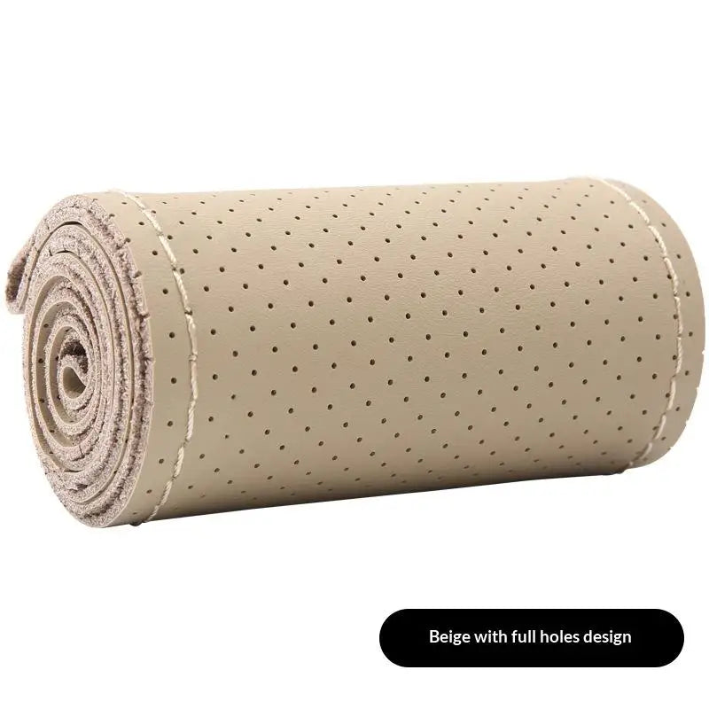 Hand-Sewn Leather Steering Wheel Cover – 38cm Anti-Slip Steering Wheel Cover Axl Beige
