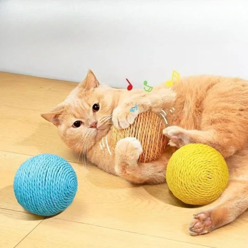 Extra Large Sisal Ball Cat Toy – Chew, Scratch & Teaser Wand Cat Scratching Toy Axl