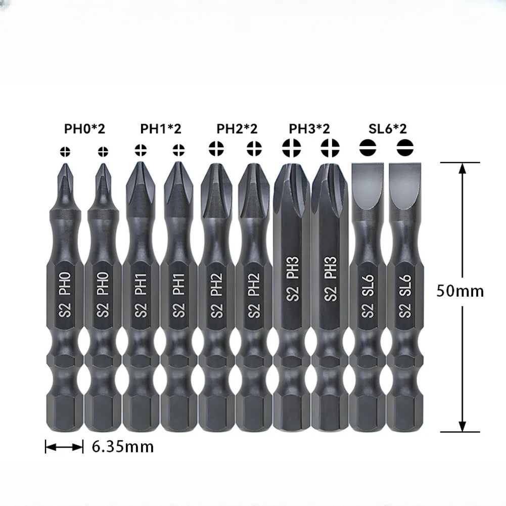 10-Pack 50mm Magnetic Screwdriver Bits – Alloy Steel 1/4" Hex Screwdriver Bit Set Axl 10pcs China Mainland