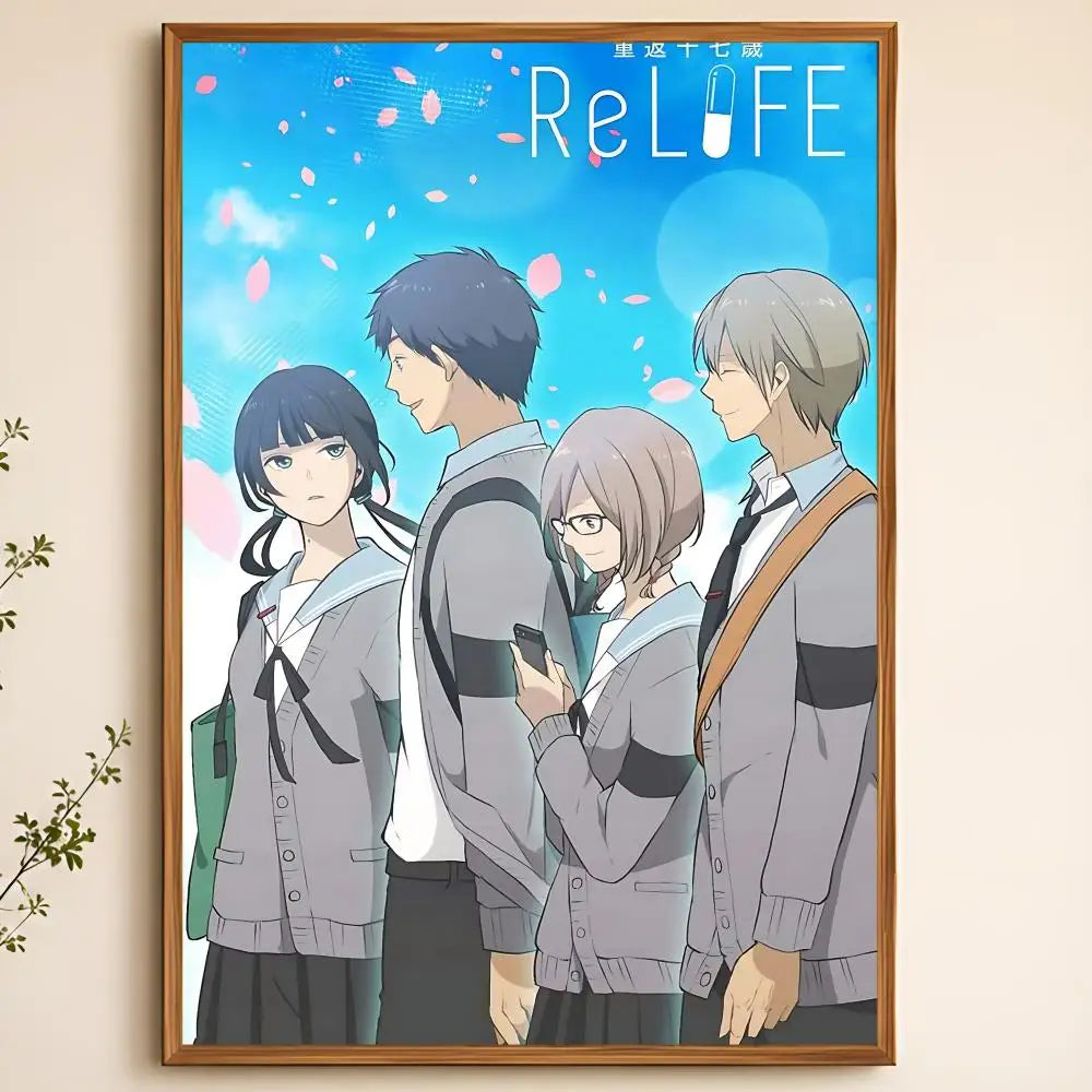 ReLIFE Anime Waterproof PVC Peel-and-Stick Wall Poster Anime Wall Poster Axl White05 40X50cmNoframe