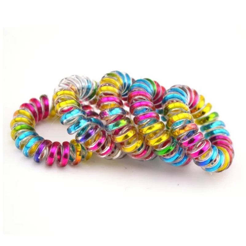 10-Pack Telephone Wire Elastic Hair Bands & Scrunchies 3.5cm Elastic Hair Bands Axl