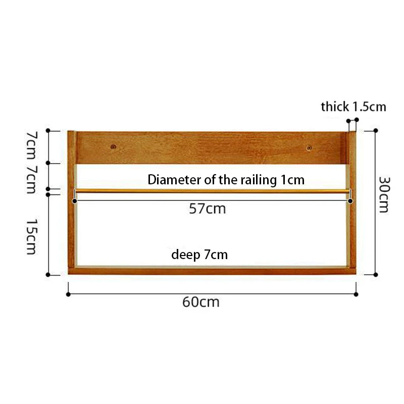 Solid Wood Floating Wall Shelf | Nordic Scandinavian Style Floating Wall Shelf Axl 60cm Log Color