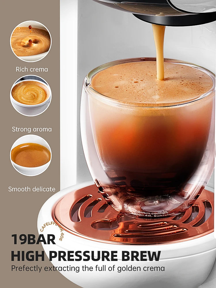Cafelffe 5-in-1 Capsule Coffee Machine 19 Bar Hot & Cold Capsule Coffee Machine Axl