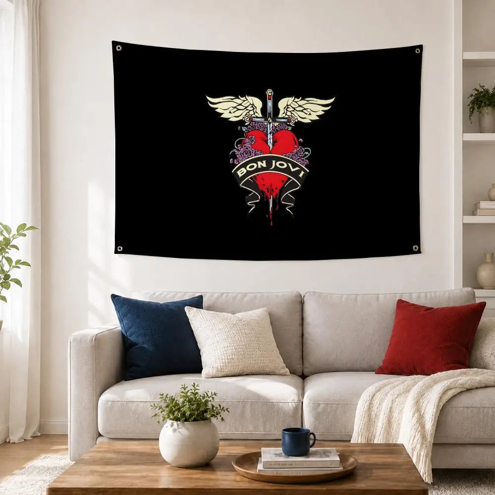 Bon Jovi Band Flag – Indoor & Outdoor Concert Wall Banner Music Band Flag Axl