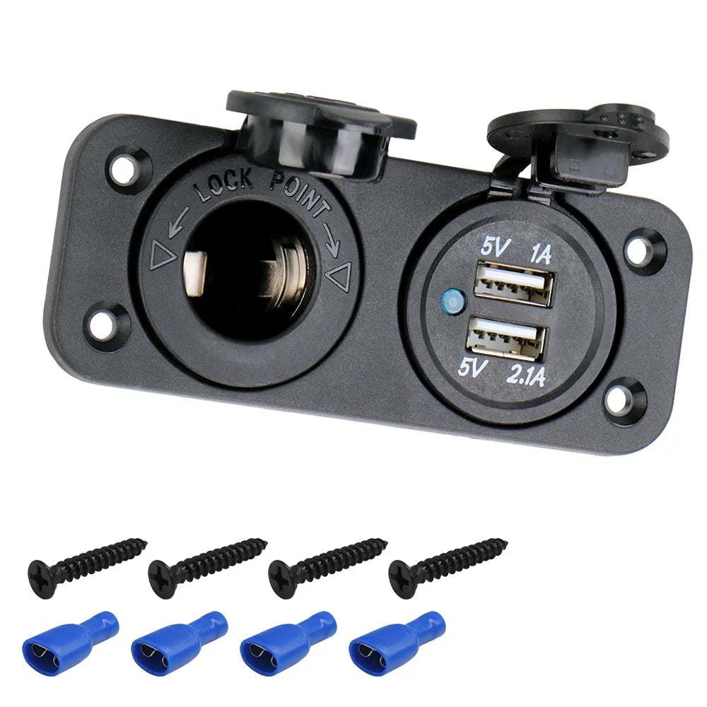 12–24V Dual USB Car Charger Socket Splitter | Car & RV USB Car Charger Axl