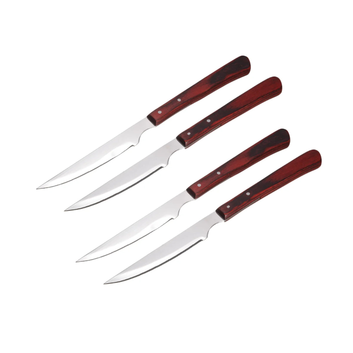 Serrated Steak Knife Set – Stainless Steel & Redwood Handle (1–12 Pc) Steak Knife Set Axl 4 Pc