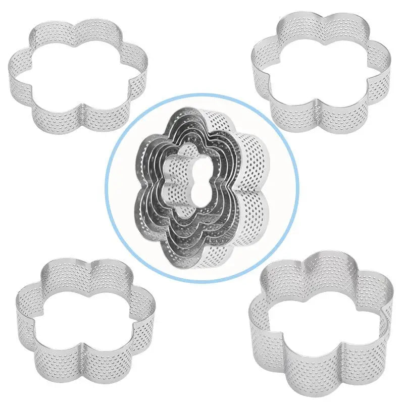 Flower Perforated Stainless Steel Tart Ring Baking Mold Tart Ring Mold Axl