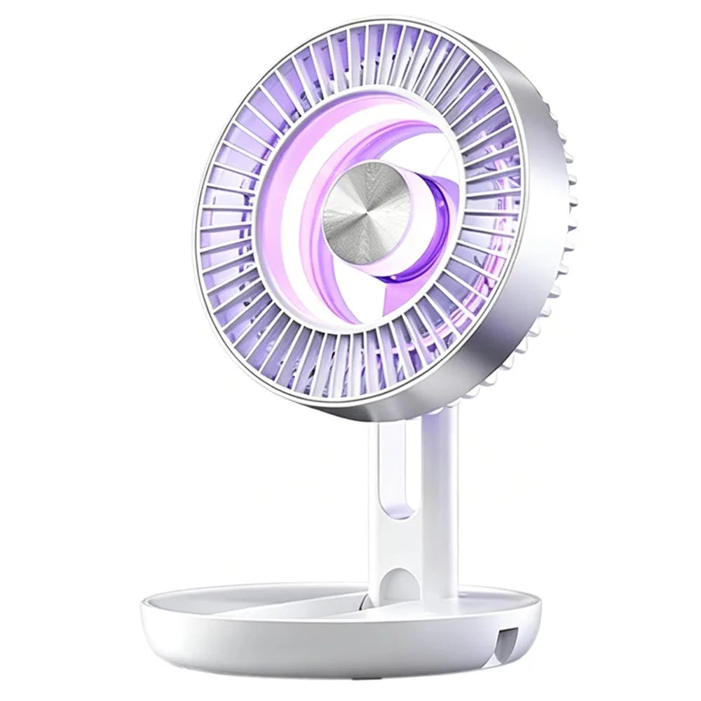 USB Rechargeable Portable Desktop Fan with LED Light Portable Desktop Fan Axl White