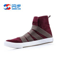 YBQJOO Korean High Cut Canvas Strap Casual Shoes | Unisex Canvas Casual Shoes Axl Burgundy 44