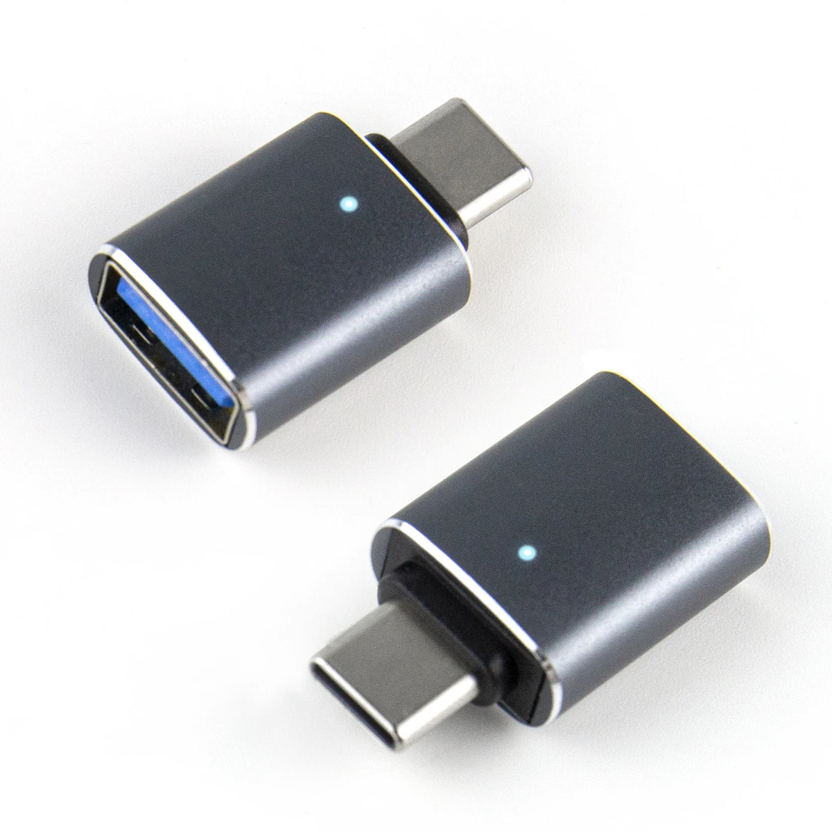 USB-C to USB-A OTG Adapter with LED | Type-C Converter USB OTG Adapter Axl gray
