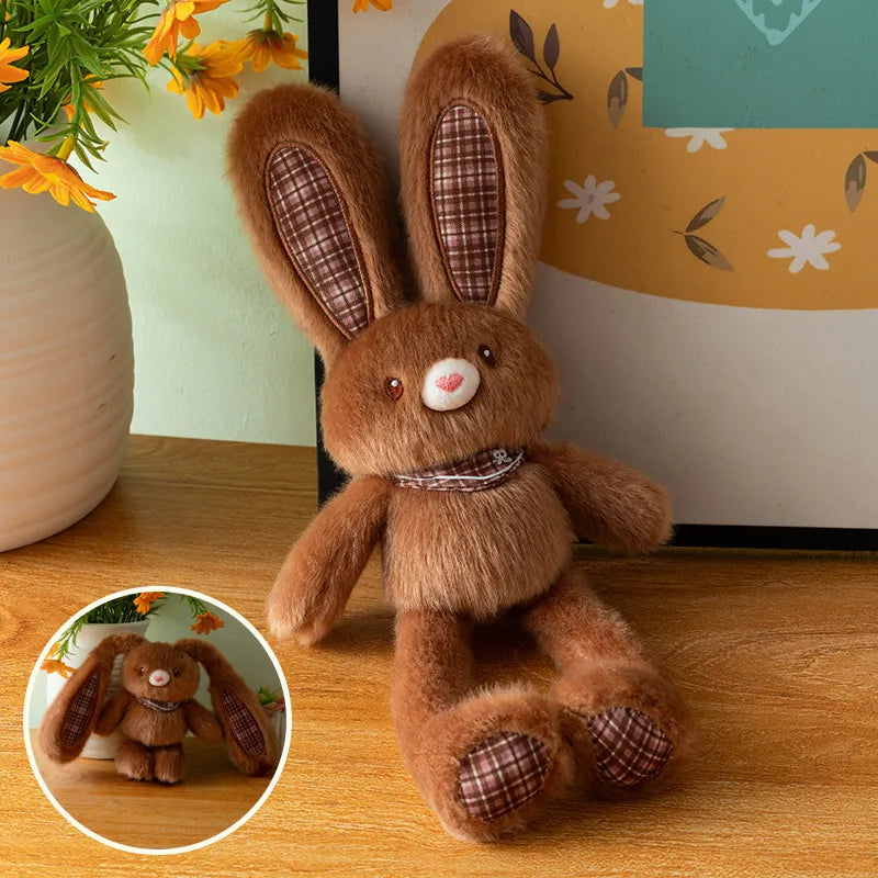 Easter Plush Bunny Keychain – Pullable Ears Rabbit Bag Charm Plush Bag Charm Axl Brown 1pc