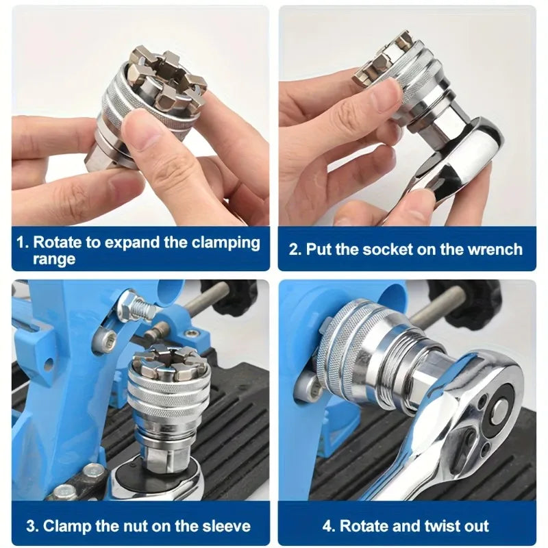 3-Piece Adjustable Magic Socket Wrench Set – 7–19mm Universal Socket Wrench Set Axl