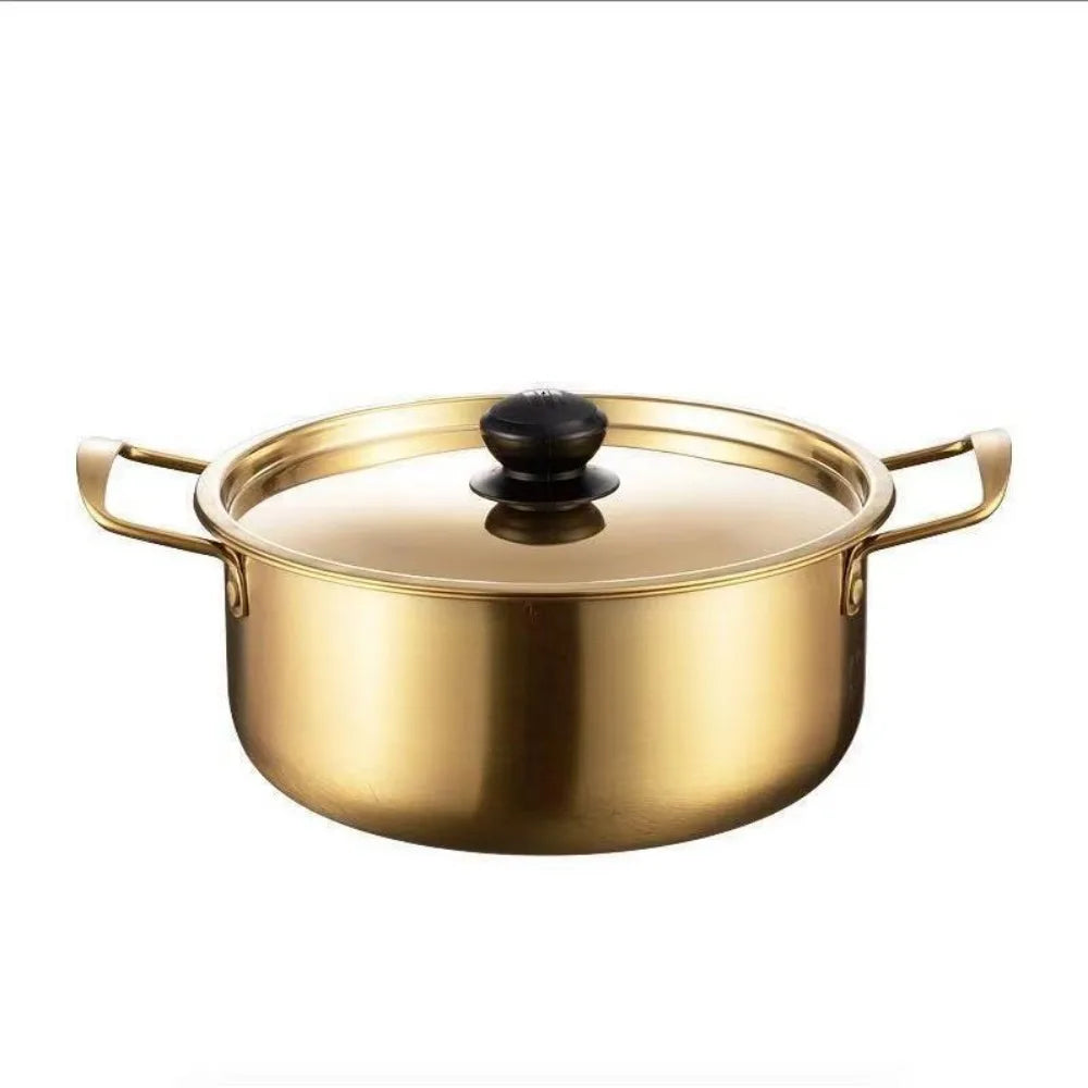 Korean Ramen Pot – Gold Stainless Steel Soup Pot with Lid Soup & Ramen Pot Axl 16cm