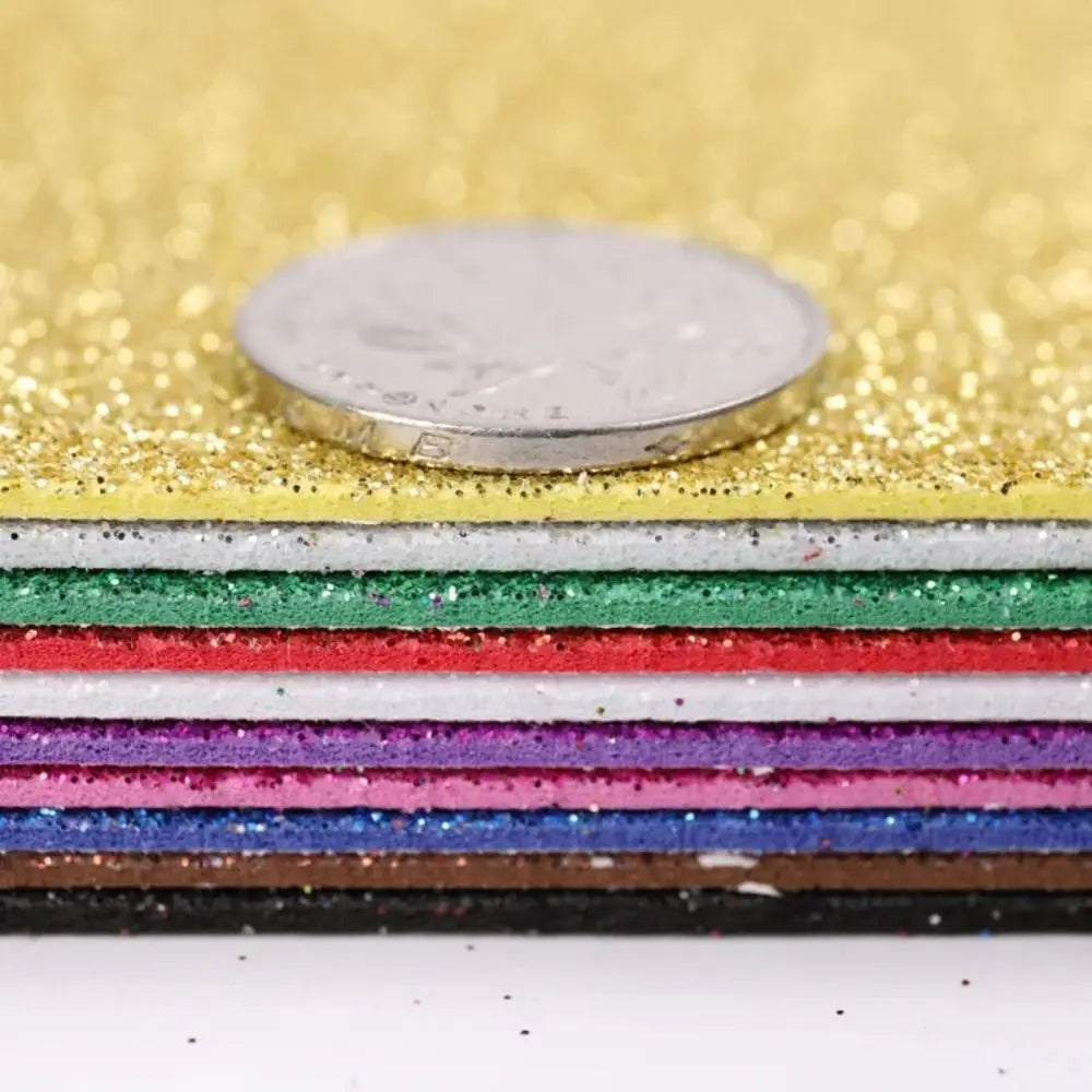 10-Pack Glitter EVA Foam Paper – Self-Adhesive A4 Craft Sheets Glitter Foam Craft Paper Axl