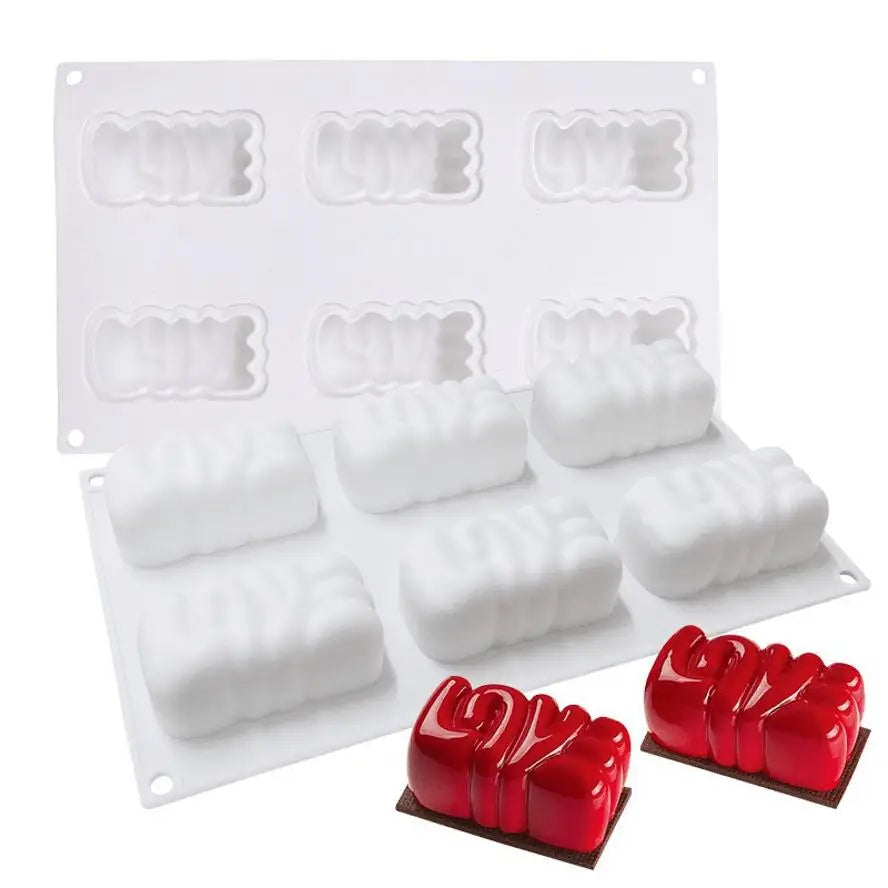 6-Cavity LOVE 3D Silicone Mold – Cake, Chocolate & Soap Silicone Baking Mold Axl