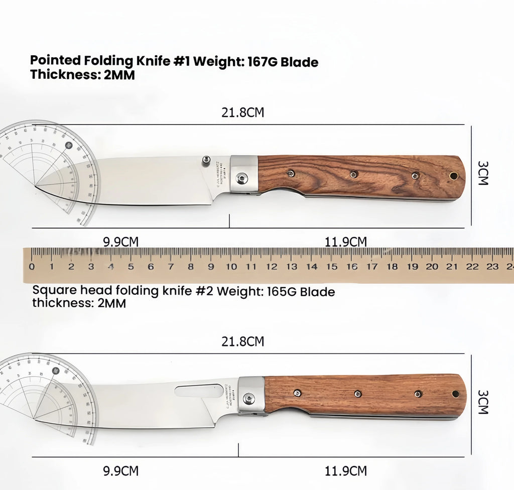 COOKCRAZE Folding Bread Knife | 440A Stainless Steel Rosewood Folding Pocket Knife Axl
