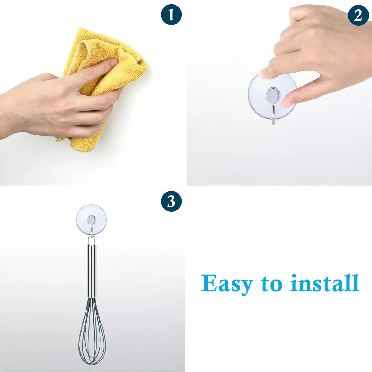 Clear Suction Cup Hooks with Metal Hook – Kitchen & Bathroom Suction Cup Hooks Axl