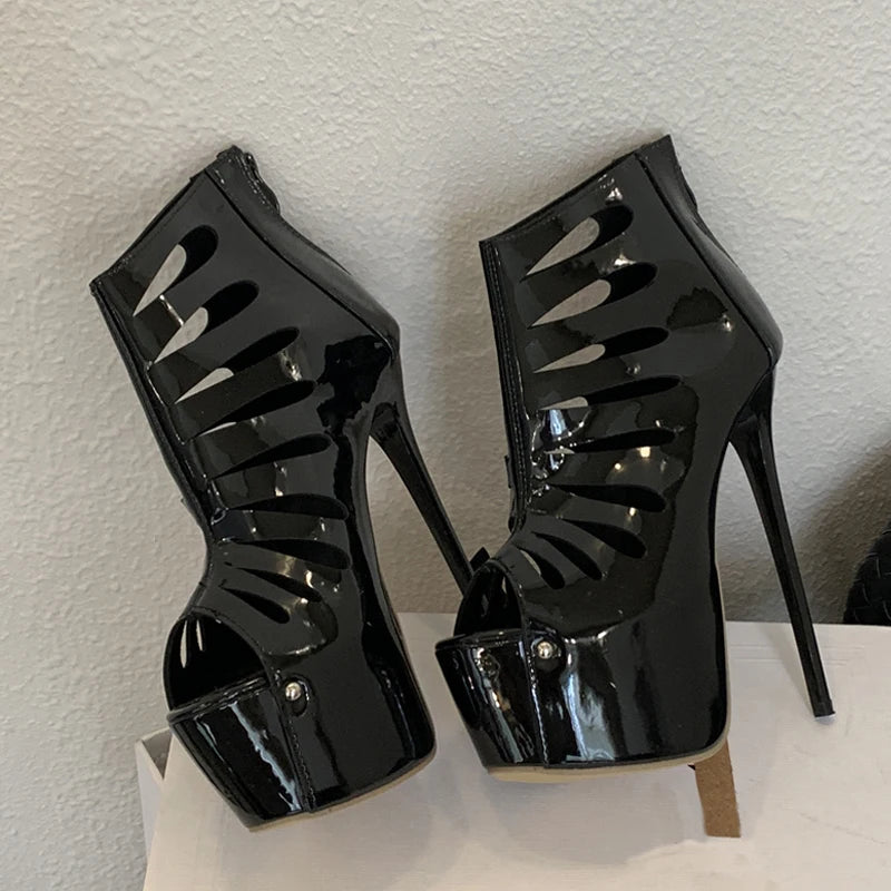 Women's Peep Toe Platform Ankle Boots – Super High Stiletto Platform Ankle Boots Axl