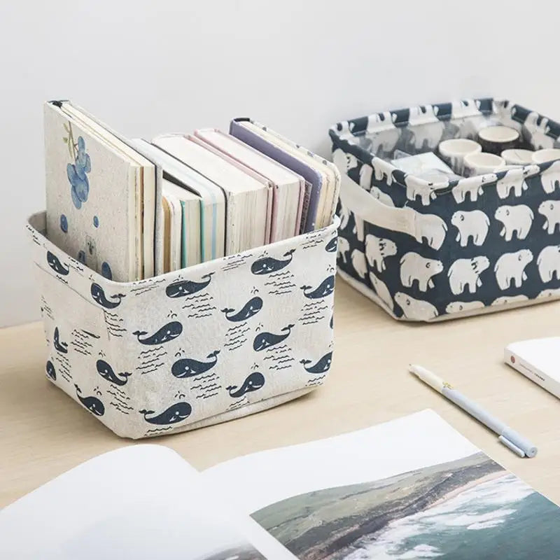 Cotton Linen Waterproof Storage Basket – Desktop Organizer Storage Basket Axl