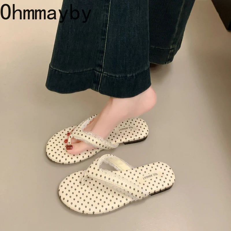 Women's Polka Dot Flip Flop Slides – Summer Beach Sandals Flip Flop Slides Axl