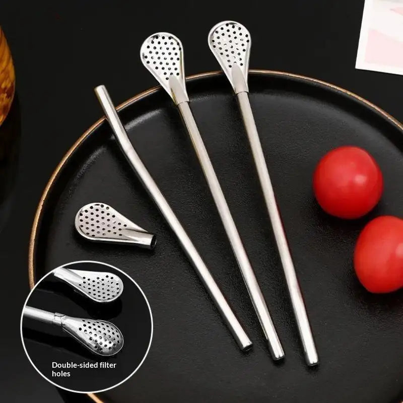 Stainless Steel Bombilla Yerba Mate Straws with Filter | 2/4/6 Pack Reusable Drink Straws Axl
