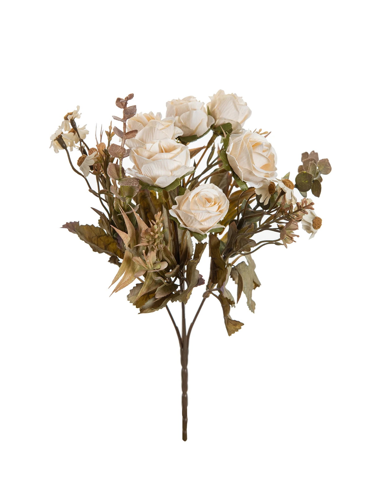 Silk Rose Artificial Flower Bouquet – Wedding & Home Decor Artificial Flower Bouquet Axl WHITE 1PC