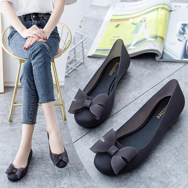 Women's Waterproof Ballet Flats | Slip-On Bow Rain Shoes Ballet Flat Shoes Axl black 35