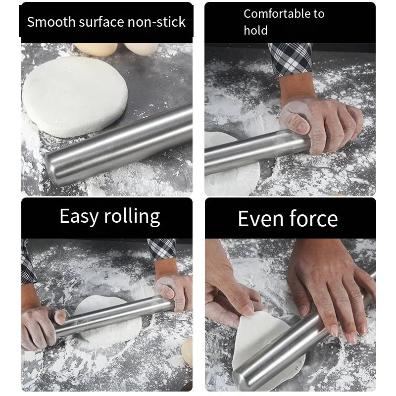 40cm Stainless Steel French Rolling Pin – Dishwasher Safe French Rolling Pin Axl