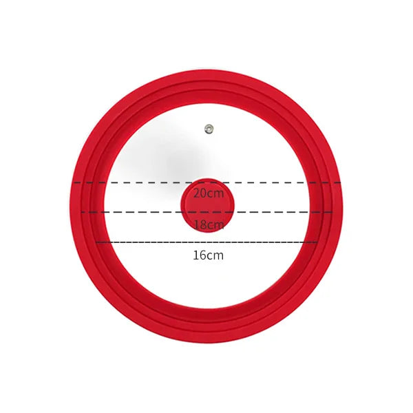 PGY Tempered Glass Pot Lid – Silicone Rim & Cool-Touch Handle Glass Pot Lid Axl Red 16-18-20cm