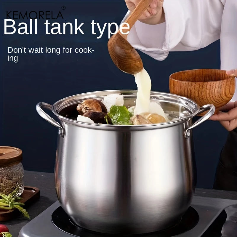 KEMORELA Large Stainless Steel Soup Pot – Gas & Induction Soup & Stock Pot Axl