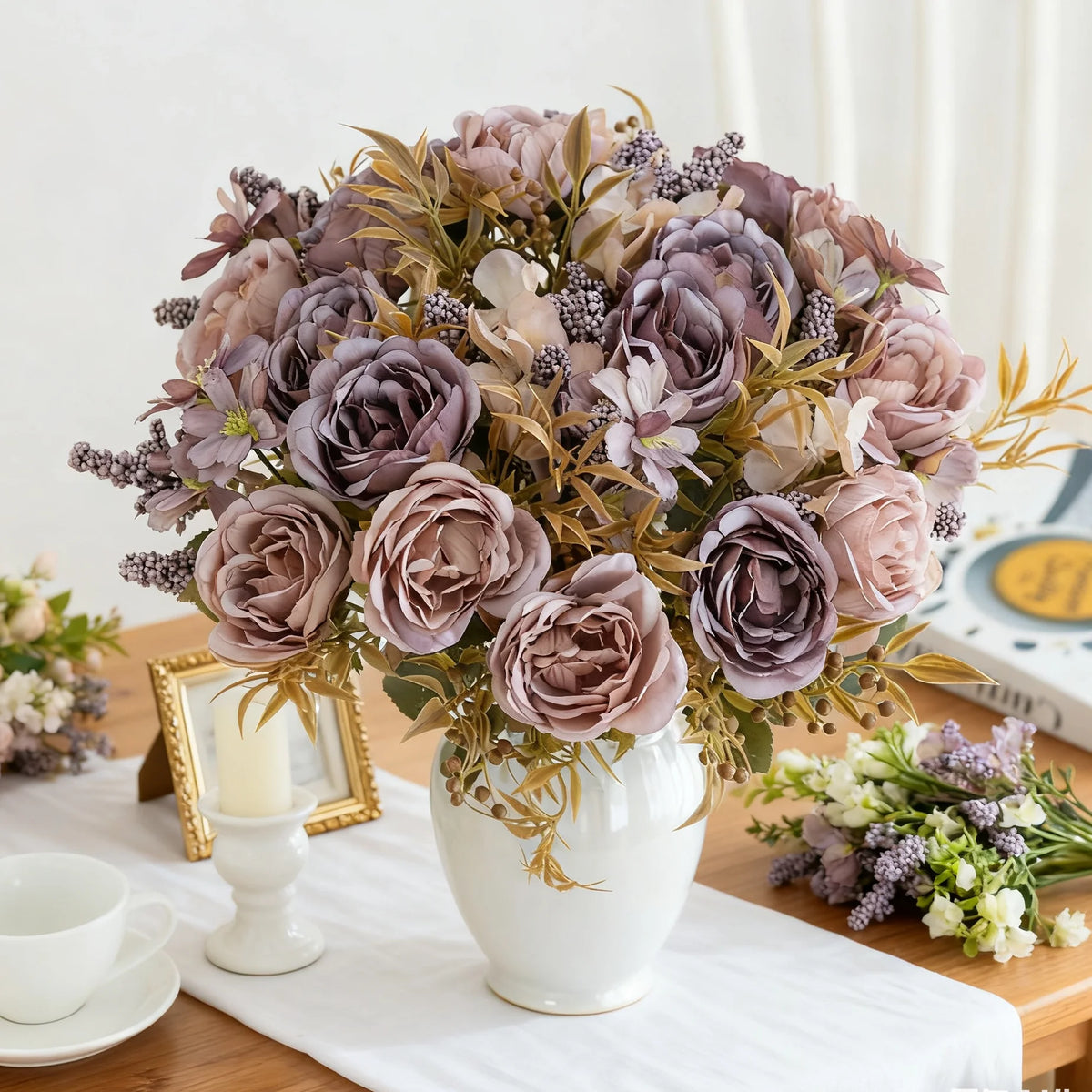 Artificial Silk Rose Peony Bouquet – Wedding & Home Décor Artificial Flower Bouquet Axl