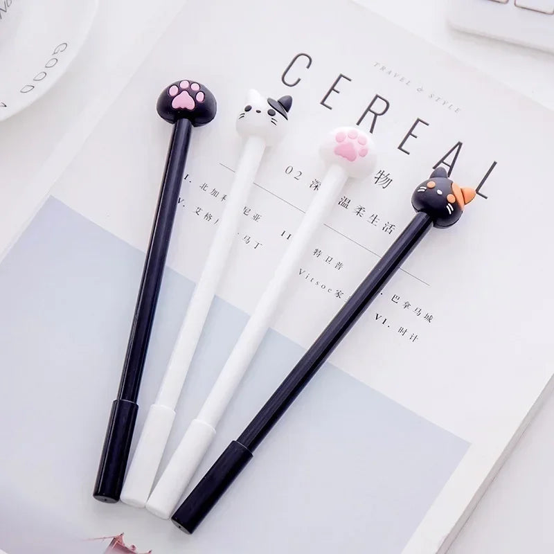 5-Pack Kawaii Cat Gel Pens 0.5mm Black Ink | Cute Writing Pens Kawaii Gel Pen Set Axl