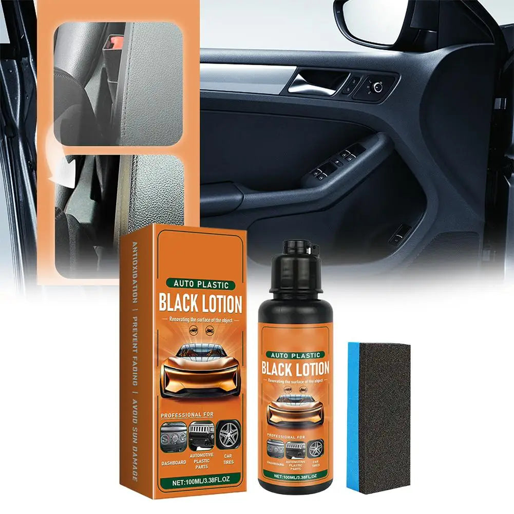 Car Black Plastic Restorer 100ml with Sponge | Dashboard & Bumper Plastic Trim Restorer Axl