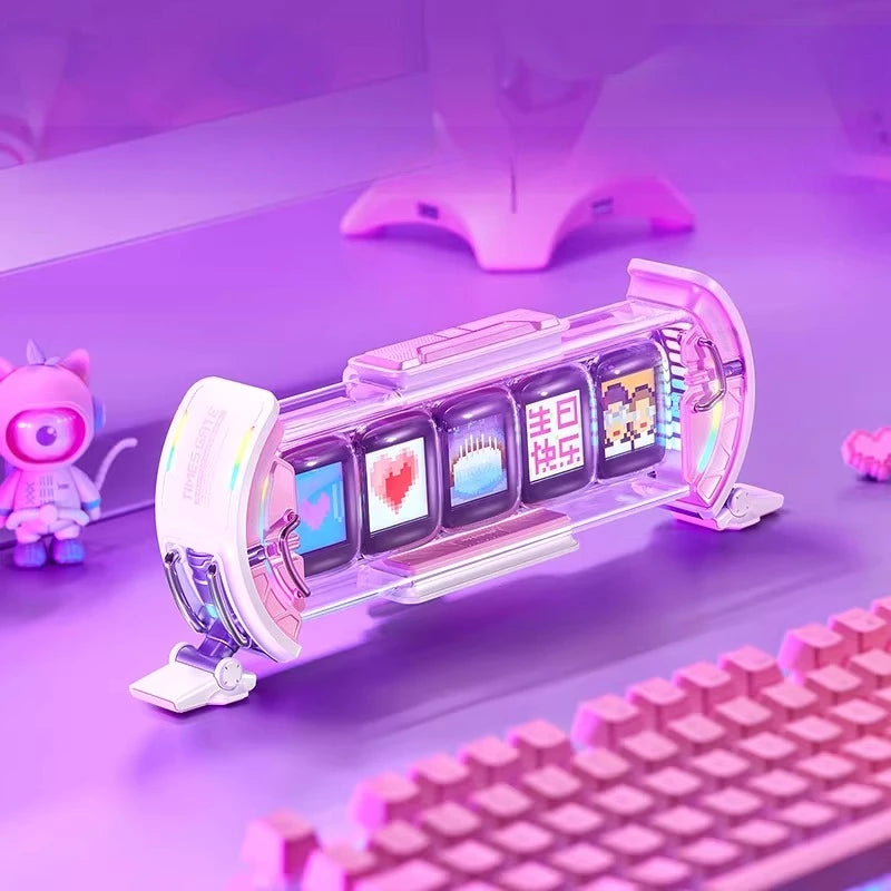 Fluorescent Tube Digital Desk Clock – RGB LED Game Room Decor Decorative Desk Clock Axl Pink
