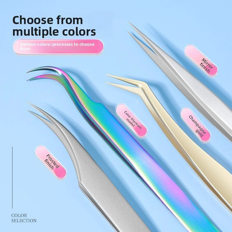 Silver Eyelash Extension Tweezers – Dolphin & Feather Precision Set Eyelash Tweezers Set Axl