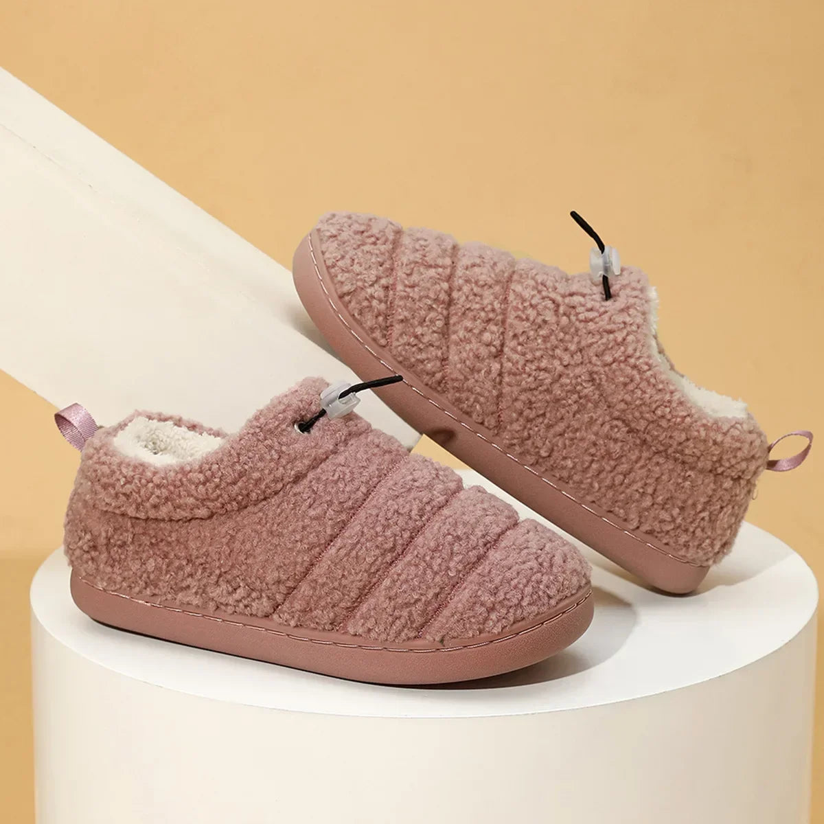 Women's Plush Fluffy Slippers – Warm Anti-Slip Cotton Shoes Plush Women's Slippers Axl Pink 42-43