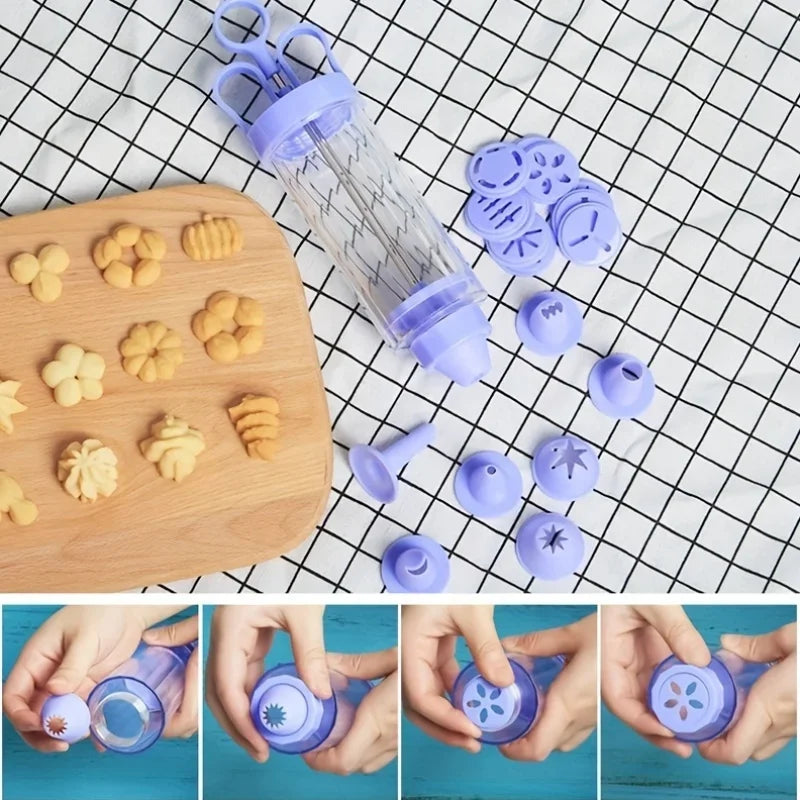 Cookie Press Gun Kit with Decorating Tips | Baking Tool Set Cookie Press Kit Axl