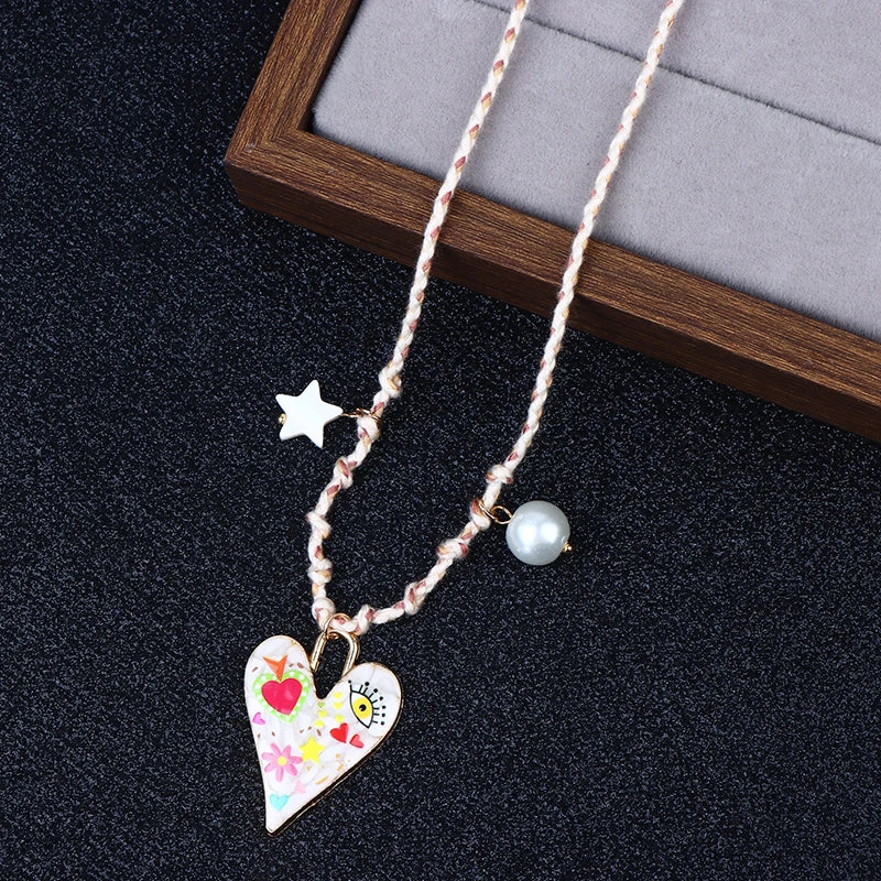 Handmade Knotted Rope Heart Pendant Necklace for Women Pendant Necklace Axl A02