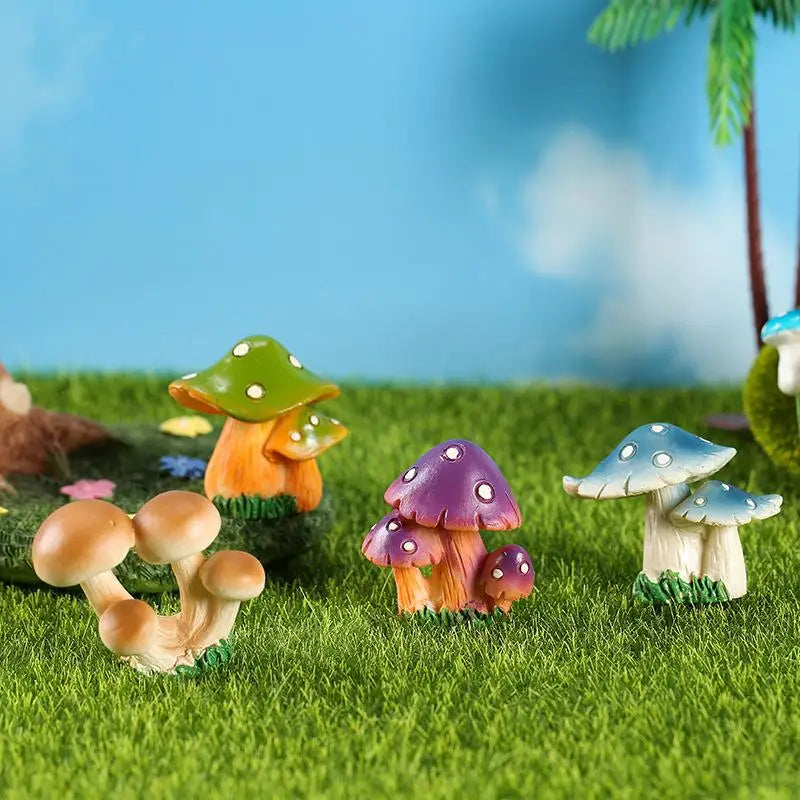 Resin Mushroom Figurines – Mini Garden Bonsai Fairy Decor Garden Figurine Axl
