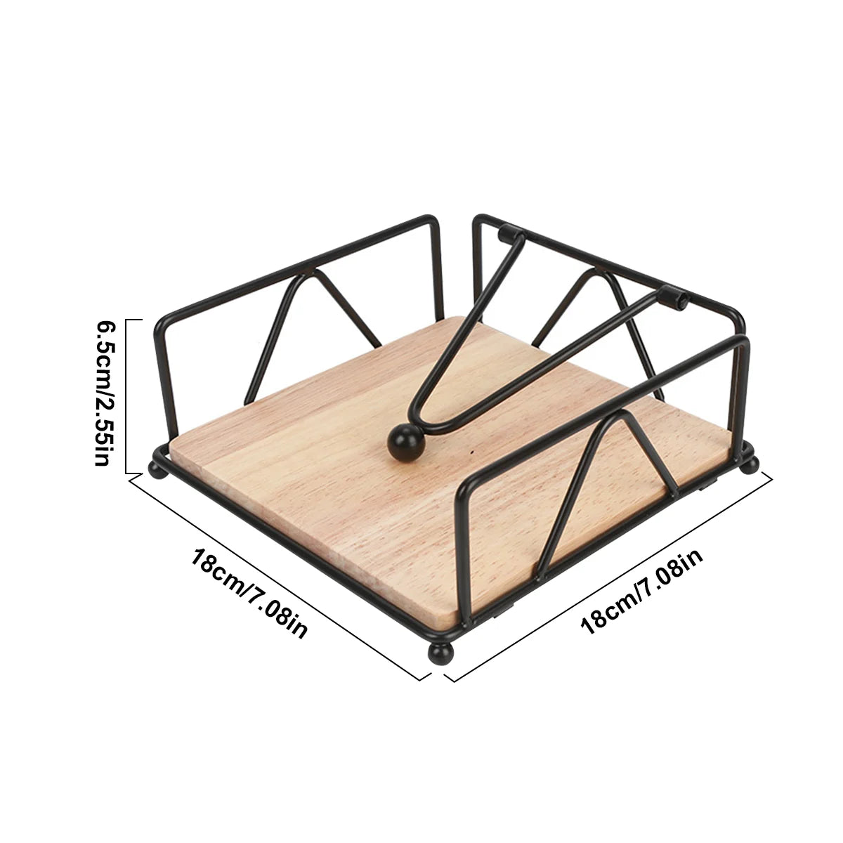 Modern Napkin Holder with Wooden Base | Gold, Black, White Napkin Holder Axl B