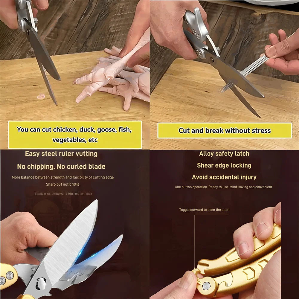 Multi-Functional Kitchen Scissors – Heavy Duty Chicken Bone Shears Kitchen Shears Axl