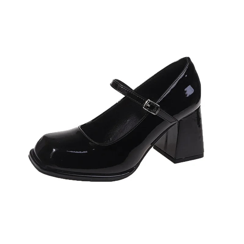 Women's Mary Jane Square Heel Pumps – Vintage Buckle Sandals Mary Jane Pumps Axl black 6cm 37