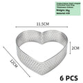 6-Piece Heart Tart Ring Set | Perforated Stainless Steel Molds Tart Ring Mold Set Axl 6pcs 12cm