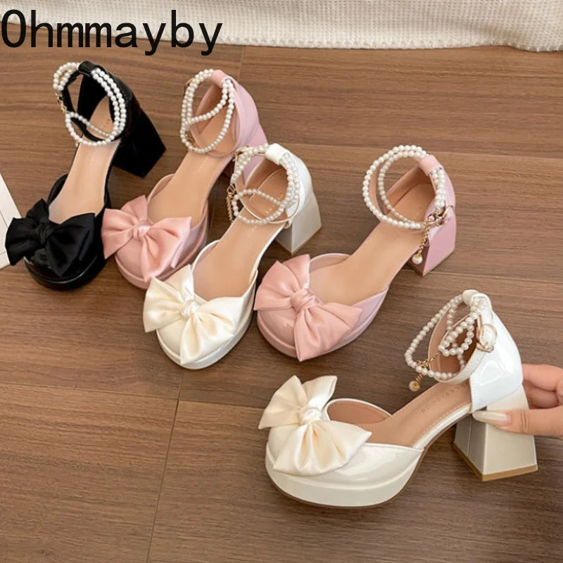 Pearl Ankle Strap Platform Pumps | Gothic Mary Jane High Heels Platform Mary Jane Pumps Axl
